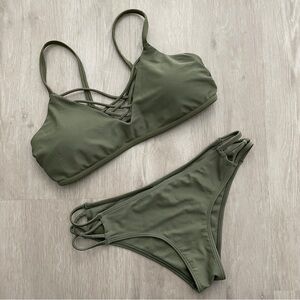 Olive Green Strappy Bikini Set